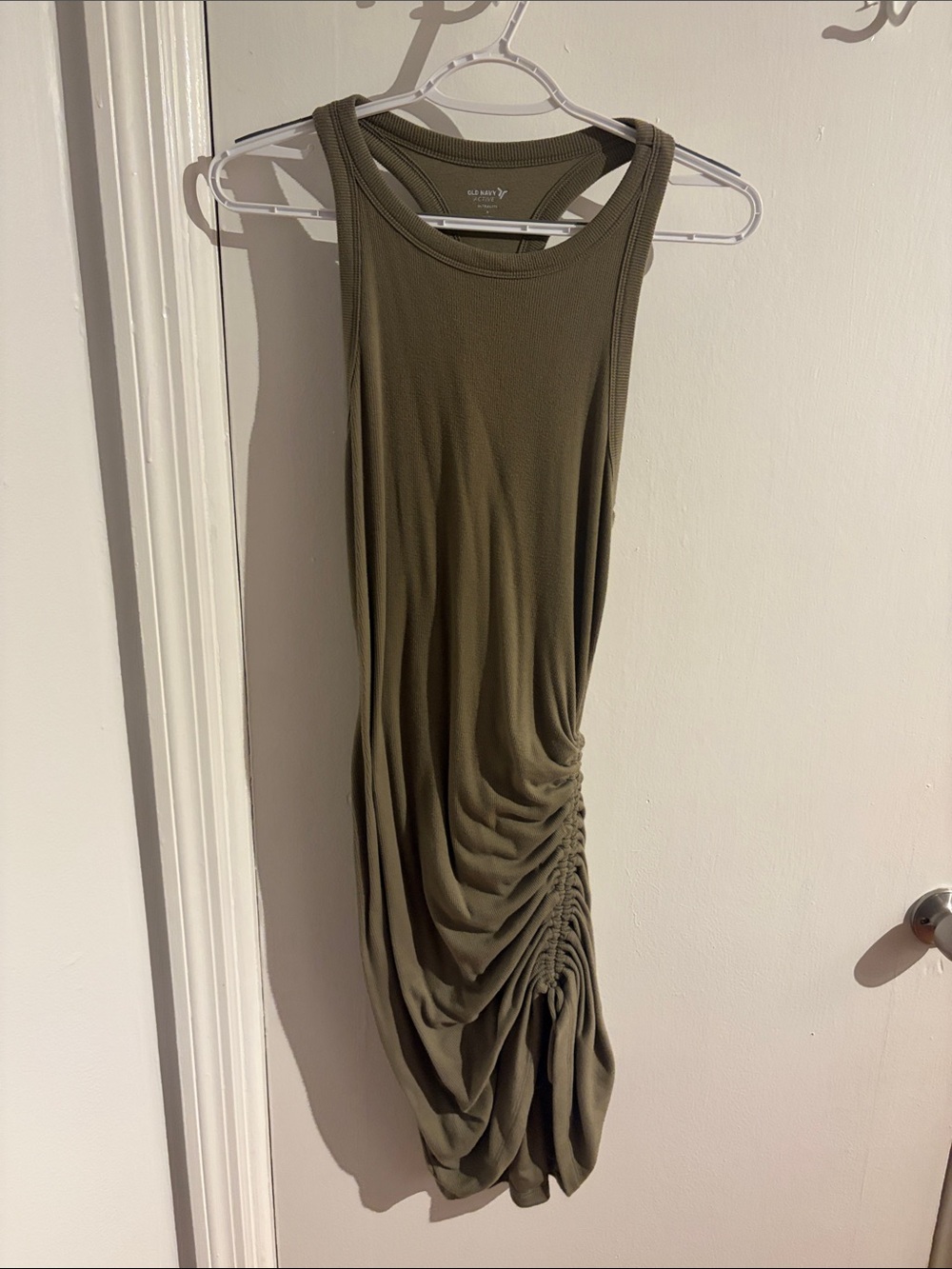 Old Navy Olive Ruched Tank Midi Dress